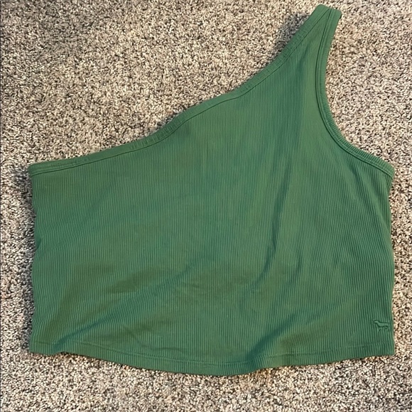Victoria’s Secret PINK green one sleeve rubbed crop Large - Picture 1 of 5